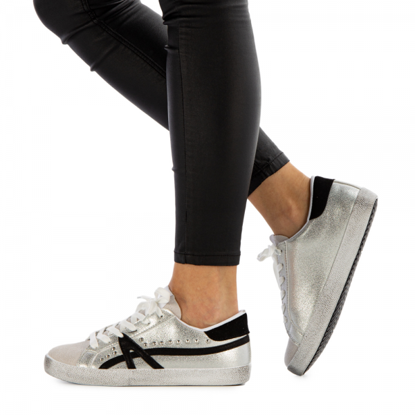 Γυναικεία αθλητικά παπούτσια  Seran λευκά με μαύρο, 4 - Kalapod.gr